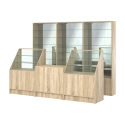 Комплект витрин с регулировочными полками NE-6 №12-2 и прилавков ЭК-7, Дуб сонома