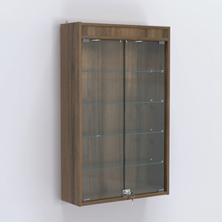 Витрина настенная №202-3А с четырьмя полками и подсветкой, Орех