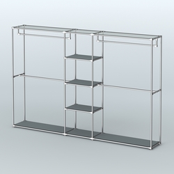 Торговая система ХРОМ без ДСП 3030 мм с полками ДСП и поручнями №4, Темно-Серый