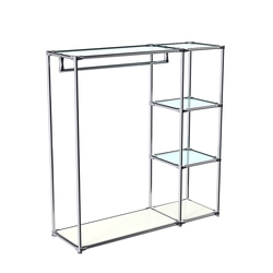 Хромированный стенд-вешало TD-40 №1-1 Хром с полками стекло 6мм, Белый