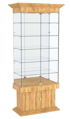 Витрина широкая с 5-ю полками и зеркалом ДОНЖОН №503, Дуб Золотистый