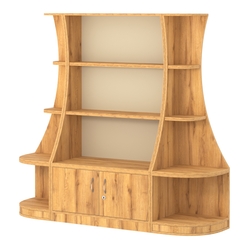 Пристенный низкий стеллаж ГАРАНТ №1, Дуб Золотистый и Крем Вайс