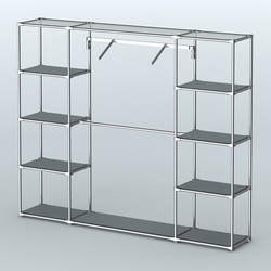 Торговая система ХРОМ без ДСП 2430 мм с полками ДСП и поручнями №11, Темно-Серый