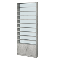 Стеллаж из ДСП с 9-ю полками 100x900 мм серии LEVEL-9 №8-2 (З/C - ЗЕРКАЛО), Метрополитан Грей