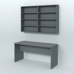 Распаковочный большой стол с антресолью для аптеки Р-05, Темно-Серый