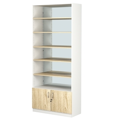 Стеллаж из ДСП с 5-ю полками 350x900 мм серии LEVEL-5 №13-2 (З/C - ЗЕРКАЛО), Белый + Дуб Сонома