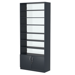 Стеллаж из ДСП с 6-ю полками 350x900 мм серии LEVEL-6 №13-1 (З/C - СТЕКЛО), Антрацит