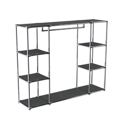 Хромированный стенд-вешало TD-44 №1-3 Хром с полками ДСП 16мм, Антрацит