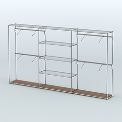 Торговая система ХРОМ без ДСП 3600 мм с прозрачными полками и поручнями №5, Орех