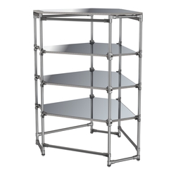 Хромированный стенд Прогресс №3-5 (с полками Зеркало 4мм), Бетон Чикаго светло-серый F186 ST9