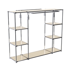 Хромированный стенд-вешало TD-46 №1-3 Хром с полками ДСП 16мм, Крем Вайс