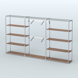 Торговая система ХРОМ без ДСП 3600 мм с полками ДСП и поручнями №6, Орех