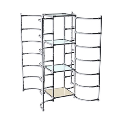 Хромированное вешало ДУГА №4-1 с полками стекло 6 мм, Крем Вайс