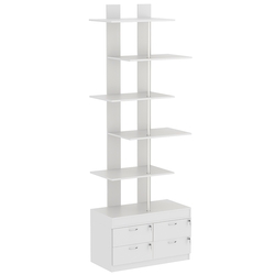 Стеллаж серии КУБ №5 с четырьмя полками и узкими ящиками, Серый