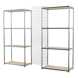 Сетчатый стеллаж СТИЛЬ с полками ДСП и решеткой №31-3, Дуб Сонома