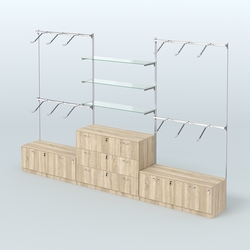 Система Neo Fix со стеклянными полками №4 и тумбами T-15 и Т13, Дуб Сонома