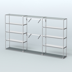 Торговая система ХРОМ без ДСП 3600 мм с зеркальными полками и поручнями №6, Темно-Серый