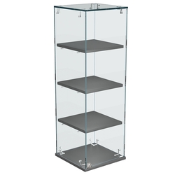 Витрина Истра настольная №23-ДП с прямыми полками из ДСП, Темно-Серый