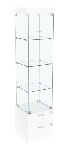 Витрина ХРУСТАЛЬ №2 стаканчик (задняя стенка - стекло), Белый