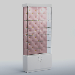 Высокая стеклянная витрина КАПИТОНЕ №31, Белый + 14 Flamingo