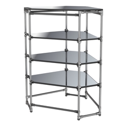 Хромированный стенд Прогресс №3-5 (с полками Зеркало 4мм), Черный