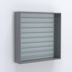 Витрина настенная №204-5Г открытая с девятью прозрачными полками, Темно-Серый