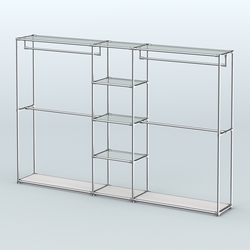 Торговая система ХРОМ без ДСП 3030 мм с прозрачными полками и поручнями №4, Ясень Анкор светлый