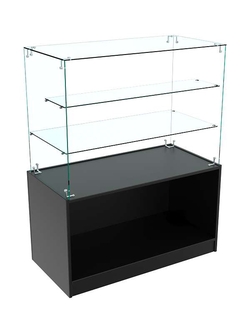 Прилавок Истра с двумя стеклянными полками №7 (открытый), Черный