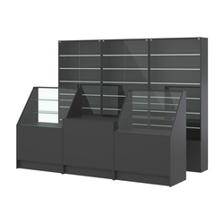 Комплект витрин с наклонными полками SL-6 №12 и прилавков ЭК-7, Черный