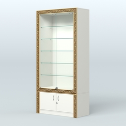 Витрина прямоугольная с декором №ВБА-501, Белый