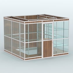 Павильон из профиля пристенный №9в (6,75 кв. м), Орех