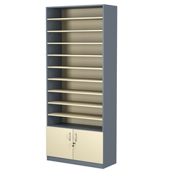 Стеллаж из ДСП с 9-ю полками 350x900 мм серии LEVEL-9 №13 (З/C - ДВП), Темно-серый + Крем Вайс