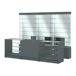 Комплект стеклянных витрин ИС-32 и прилавков ЭК-4, Темно-Серый