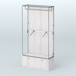 Торговая система ХРОМ (задняя стенка - ДСП) 1200 мм №2-3 с тумбой Т-15 и поручнями, Ясень Анкор светлый