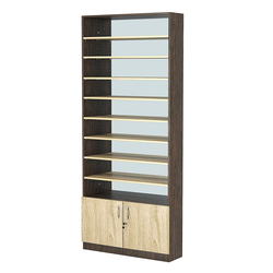 Стеллаж из ДСП с 8-ю полками 200x900 мм серии LEVEL-8 №10-2 (З/C - ЗЕРКАЛО), Дуб Венге + Дуб Сонома