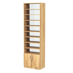 Стеллаж из ДСП с 8-ю полками 350x600 мм серии LEVEL-8 №6-1 (З/C - СТЕКЛО), Дуб Золотистый