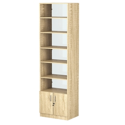 Стеллаж из ДСП с 5-ю полками 400x600 мм серии LEVEL-5 №7-1 (З/C - СТЕКЛО), Дуб Сонома