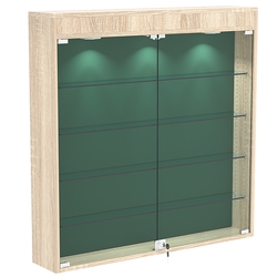 Настенная витрина с бархатом серии БАРОН №4-4А (четыре полки), Дуб сонома + 10 Green