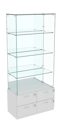 Витрина ХРУСТАЛЬ №107 прямоугольная (задняя стенка - зеркало), Серый