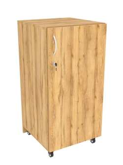 Прилавок Истра №121 квадратный с дверкой на стальных колесах (закрытый), Дуб Золотистый