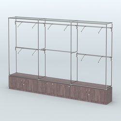 Торговая система ХРОМ без ДСП 3600 мм №9 с тумбами Т-21, Т-15 и поручнями, Ясень Анкор темный