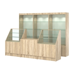 Комплект витрин ЭК-01 и прилавков ЭК-7, Дуб сонома