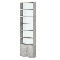 Стеллаж из ДСП с 5-ю полками 200x600 мм серии LEVEL-5 №3-1 (З/C - СТЕКЛО), Метрополитан Грей