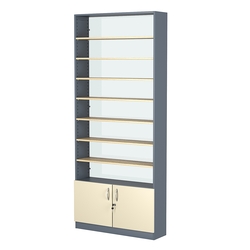 Стеллаж из ДСП с 7-ю полками 250x900 мм серии LEVEL-7 №11-1 (З/C - СТЕКЛО), Темно-серый + Крем Вайс