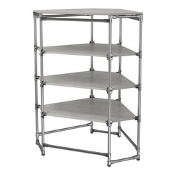 Хромированный стенд Прогресс №3-4 (с полками ДСП 16мм), Метрополитан Грей