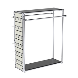 Хромированный стенд-вешало ETD-38 №1-3 (торец-ЭП) с полками ДСП 16мм, Черный