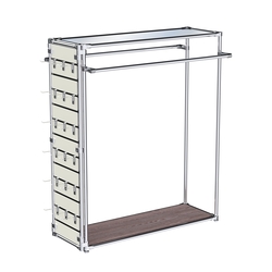 Хромированный стенд-вешало ETD-38 №1-4 (торец-ЭП) с полкой Зеркало 4мм, Ясень Анкор темный