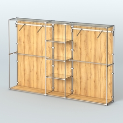 Торговая система ХРОМ (задняя стенка - ДСП) 3600 мм с зеркальными полками и поручнями №12, Дуб Золотистый