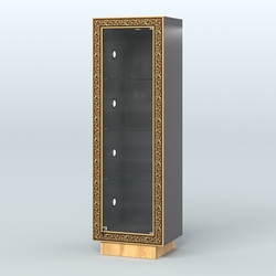 Низкая витрина с декором на цоколе НБА-1С, Черный и Дуб Золотистый U1148