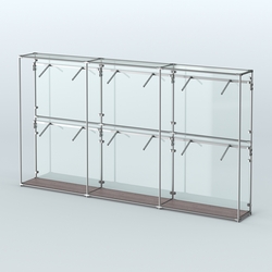 Торговая система ХРОМ (задняя стенка - стекло) 3600 мм с поручнями №4, Ясень Анкор темный